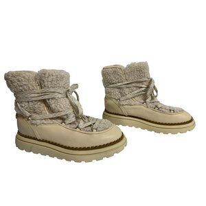 Sam Edelman Orelia Ivory Shearling Ankle Winter Snow Boots Size 8.5